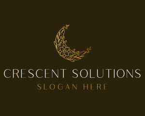 Floral Crescent Moon logo design