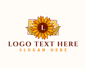 Map - Kansas Floral Sunflower logo design