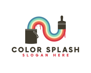 Colorful Paintbrush Painting logo design