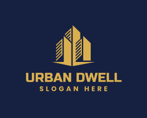 Gold Apartment Building Architecture logo design