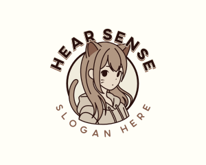 Anime Kawaii Woman logo design