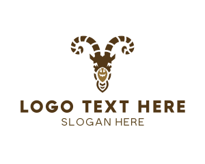 Sheep - Smiling Goat Horns logo design