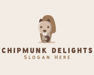 Chipmunk Animal Acorn logo design