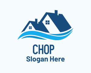 Village - Residential House Waves logo design