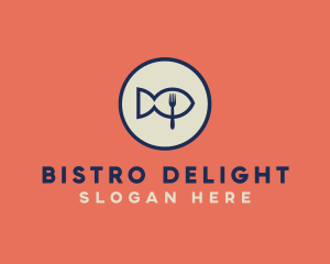 Fish Seafood Fork Plate logo design