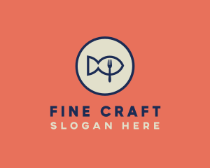 Fish Seafood Fork Plate logo design