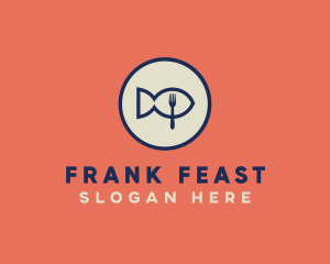 Fish Seafood Fork Plate logo design