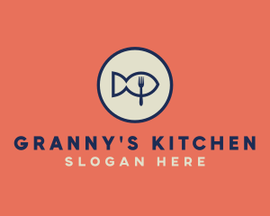 Fish Seafood Fork Plate logo design