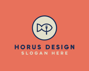 Fish Seafood Fork Plate logo design