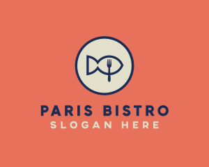 Fish Seafood Fork Plate logo design