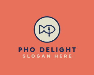 Fish Seafood Fork Plate logo design