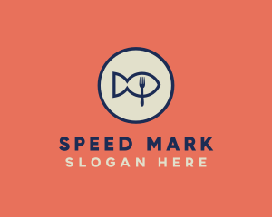 Fish Seafood Fork Plate logo design