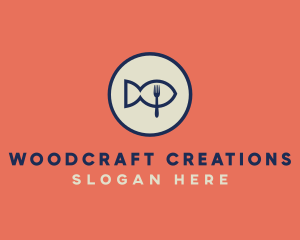 Fish Seafood Fork Plate logo design