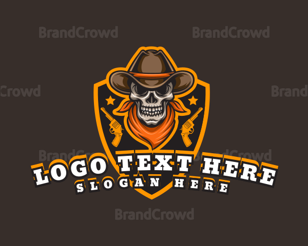 Cowboy Skull Shield Logo
