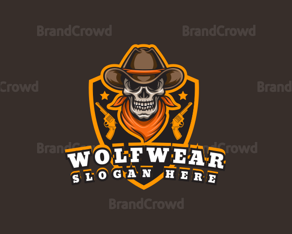 Cowboy Skull Shield Logo