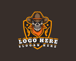 Cowboy Skull Shield Logo