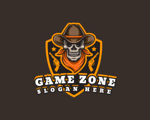 Cowboy Skull Shield logo design