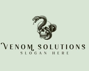 Skull Head Snake logo design