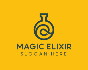 Potion - Swirly Science Flask Letter R logo design