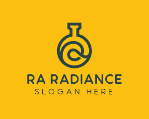 Swirly Science Flask Letter R logo design