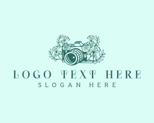 Vlogging - Floral Antique Camera logo design