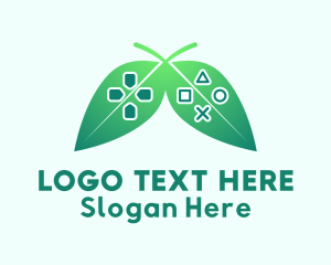 Tech - Symmetrical Gamepad Leaves logo design