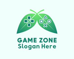 Symmetrical Gamepad Leaves logo design