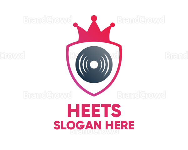 Music DJ Crown Shield Disc Logo