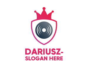 Vinyl - Music DJ Crown Shield Disc logo design