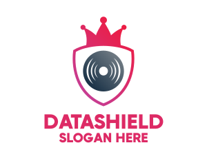 Royalty - Music DJ Crown Shield Disc logo design