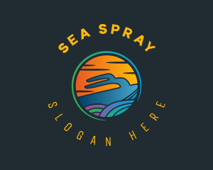 Yacht Sea Sunset logo design