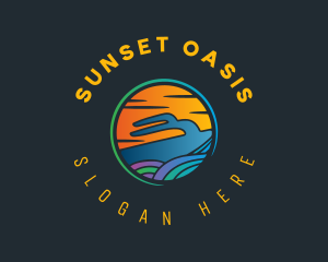 Yacht Sea Sunset logo design