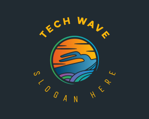 Yacht Sea Sunset logo design
