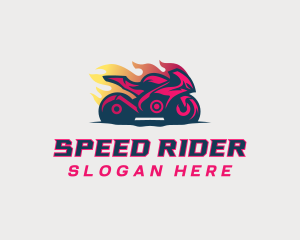 Motorbike - Flaming Racing Motorbike logo design