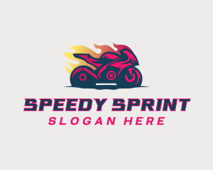 Sprint - Racing Motorbike Fire logo design