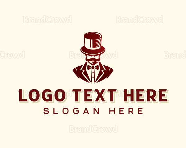 Mustache Hat Gentleman Logo