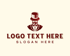 Smoke Pipe - Mustache Hat Gentleman logo design