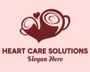 Coffee Cups Heart logo design