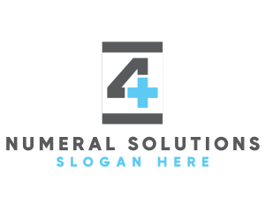 Numeral - Industrial Cross Number 4 logo design