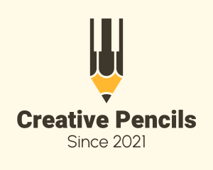 Pencil Piano Keys logo design