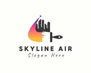 City Skyline Paintbrush logo design