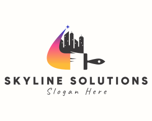City Skyline Paintbrush logo design