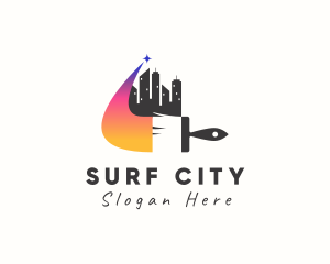 City Skyline Paintbrush logo design