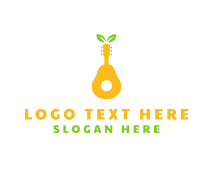 Fruit - Leaf Pear Guitar logo design