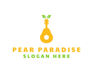 Pear - Leaf Pear Guitar logo design