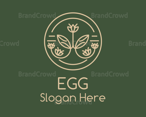 Cream Monoline Flower Badge Logo
