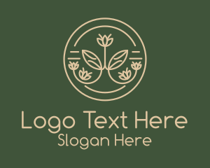Treatment - Cream Monoline Flower Badge logo design