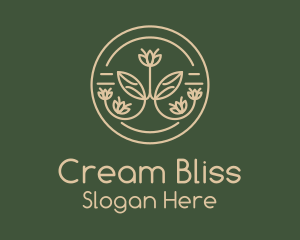 Cream - Cream Monoline Flower Badge logo design