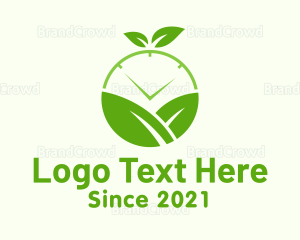 Green Nature Clock Logo