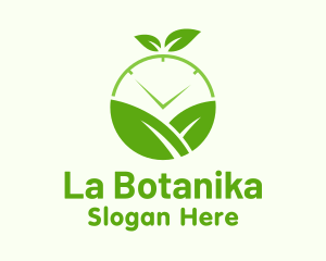 Green Nature Clock Logo
